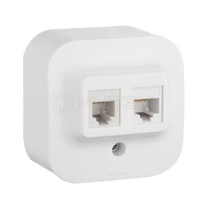 Розетка компьютерная + телефонная 2-м ОП 2мод. Quteo RJ45 + RJ11 кат.5E UTP IP20 бел. Legrand 782221 изображение, фото