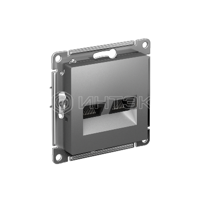 Розетка компьютерная 2-м AtlasDesign RJ45 кат.5E механизм сталь  Systeme Electric ATN000985 изображение, фото