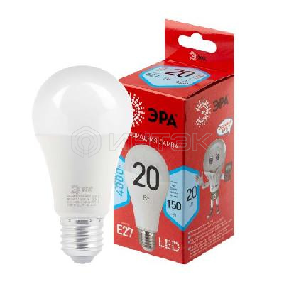 Лампа светодиодная RED LINE LED A65-20W-840-E27 R 20Вт A65 груша 4000К нейтр. бел. E27 Эра Б0049637 изображение, фото