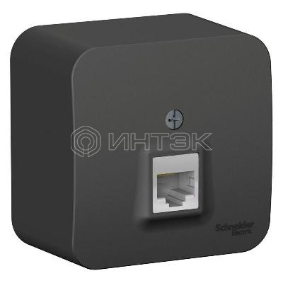 Розетка компьютерная 1-м ОП Blanca RJ45 кат.5E с изолир. пластиной антрацит Systeme Electric BLNIA045006 изображение, фото