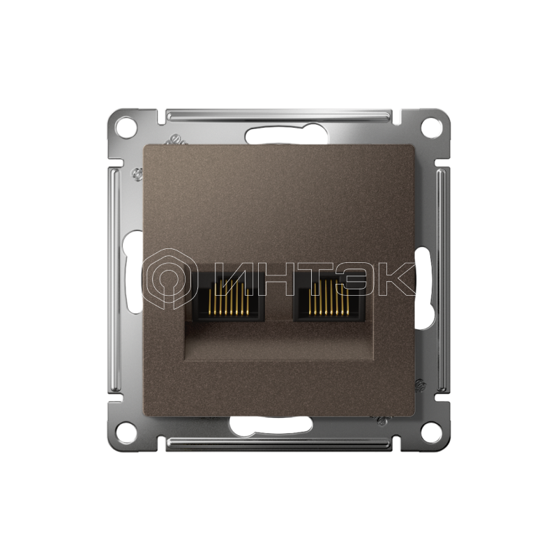 Розетка компьютерная 2-м AtlasDesign RJ45 кат.5E механизм мокко  Systeme Electric ATN000685 изображение, фото