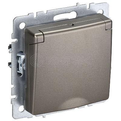 Розетка BRITE РСбш10-3-44-БрШ 16А IP44 с заземл. защ. шторки с крышкой механизм шампань IEK BR-R16-16-44-K37 изображение, фото