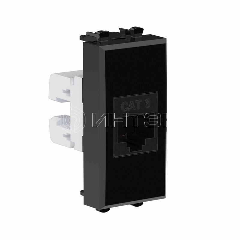 Розетка компьютерная 1мод. Avanti "Черный квадрат" RJ45 кат.6 без шторок модульная механизм DKC 4402691 изображение, фото