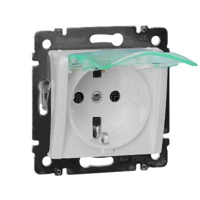 Розетка 1-м СП Valena 16А IP44 2P+E с заземл. защ. шторки с крышкой немецк. стандарт механизм бел. IEK 774220 изображение, фото