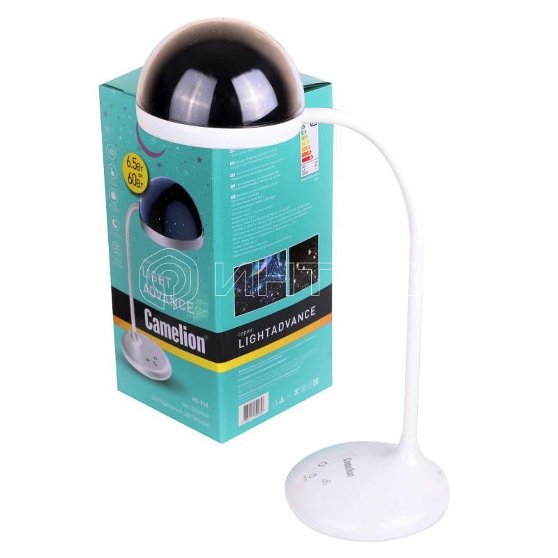 Светильник настольный KD-828 C01 LED 6.5Вт 230В 360лм сенс.рег.ярк .CCT RGB-ночник "Звездн. небо" бел. Camelion 13006 изображение, фото