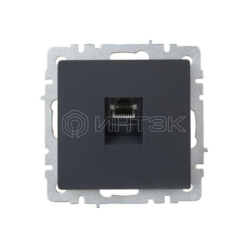 Розетка компьютерная СП RJ45 кат.5E BRITE РК10-БрГ механизм графит IEK BR-K10-1-K53 изображение, фото