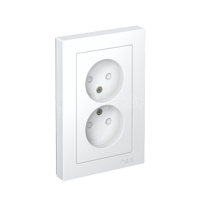 Розетка 2-м СП AtlasDesign 16А IP20 без заземл. защ. шторки в сборе бел.  Systeme Electric ATN000122 изображение, фото