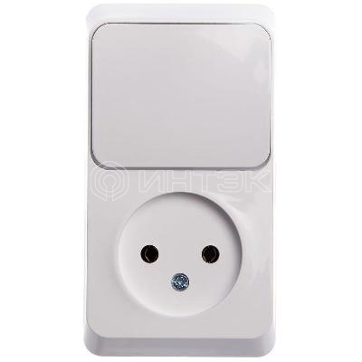 Блок ОП Этюд (1-м розетка без заземл. + 1-кл. выкл.) бел.  Systeme Electric BPA16-204B изображение, фото