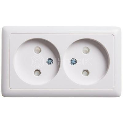 Розетка 2-м ОП Хит 16А IP20 без заземл. защ. шторки бел. Systeme Electric RA16-233-B изображение, фото