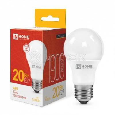 Лампа светодиодная LED-A60-VC 20Вт грушевидная 3000К тепл. бел. E27 1900лм 230В IN HOME 4690612020297 изображение, фото