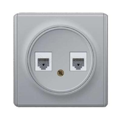 Розетка компьютерная + телефонная 2-м СП Florence RJ45 + RJ11 кат.5E механизм сер. (1E20801302) OneKeyElectro 2172840 изображение, фото