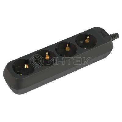 Колодка удлинителя 4-м с заземл. черн. KX-4e-B Эра Б0061730 изображение, фото