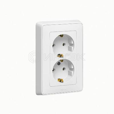 Розетка 2-м СП Cariva 16А IP20 2х2P+E немецк. стандарт бел. (DIY-упак.) Legrand 695948 изображение, фото