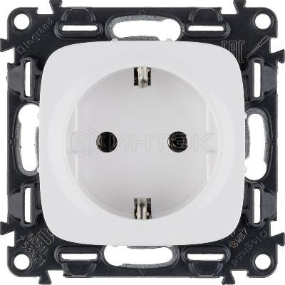 Розетка 1-м СП Valena Allure 16А IP2X 250В 2P+E безвинтов. клеммы с лицев. панелью механизм бел. Legrand 753721 изображение, фото