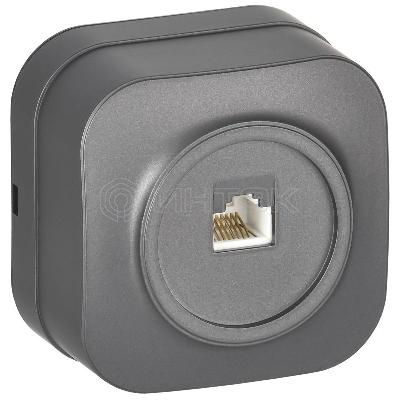 Розетка компьютерная ОП RJ45 кат.5E GLORY РК10-ХСм сталь матов. IEK EKH10-K46M изображение, фото