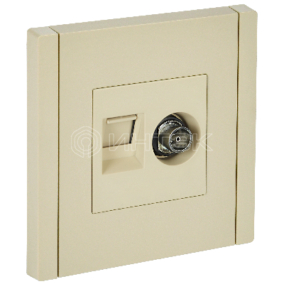 Розетка 2-м TV+RJ45 кат.5E FORTE&PIANO FP436 ваниль IEK FP-AK20-1-K10 изображение, фото