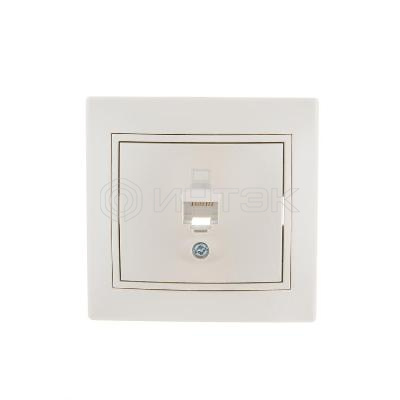 Розетка компьютерная 1-м СП Mira RJ45 16А IP20 со вставкой жемчуж./бел. перламутр. LEZARD 701-3030-139 изображение, фото