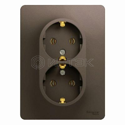 Розетка 2-м Glossa 16А с заземл. в сборе шоколад Systeme Electric GSL000824 изображение, фото