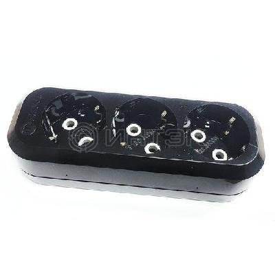 Колодка удлинителя 3-м с заземл. черн. Makel MGP2131 изображение, фото