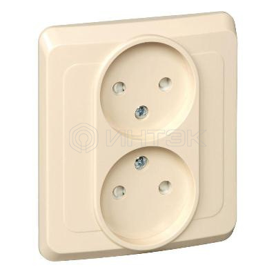 Розетка 2-м СП Этюд 16А IP20 250В без заземл. защ. шторки крем. Systeme Electric PC16-006K изображение, фото