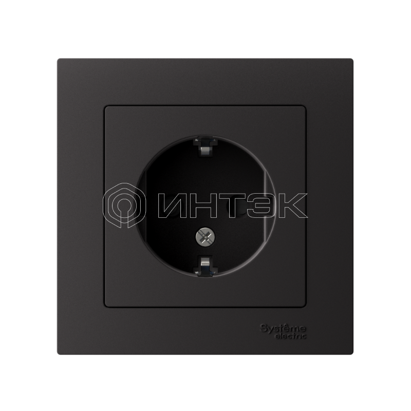 Розетка 1-м СП AtlasDesign 16А IP20 с заземл. защ. шторки в сборе карбон  Systeme Electric ATN001044 изображение, фото