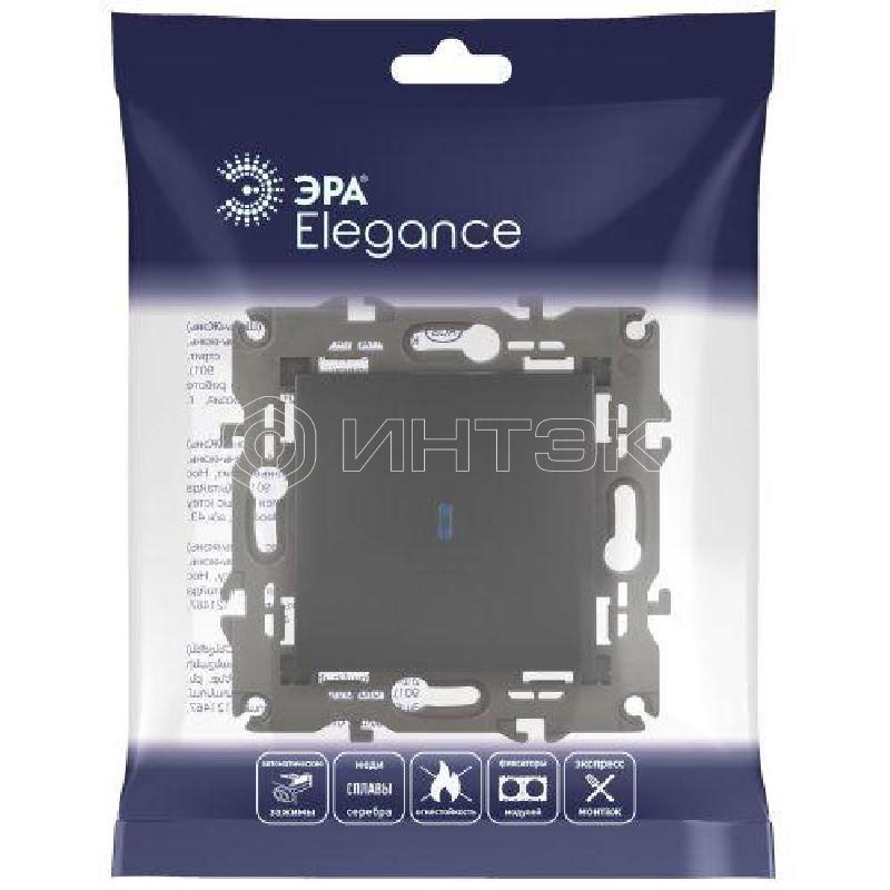 Выключатель 1-кл. СП Elegance 14-1102-05 10А IP20 250В 10AX с подсветкой механизм антрацит Эра Б0034219 изображение, фото
