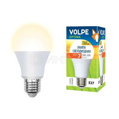 Лампа светодиодная LED-A60-7W/WW 7Вт грушевидная 3000К тепл. бел. E27 600лм 200-250В Volpe UL-00001064 изображение, фото