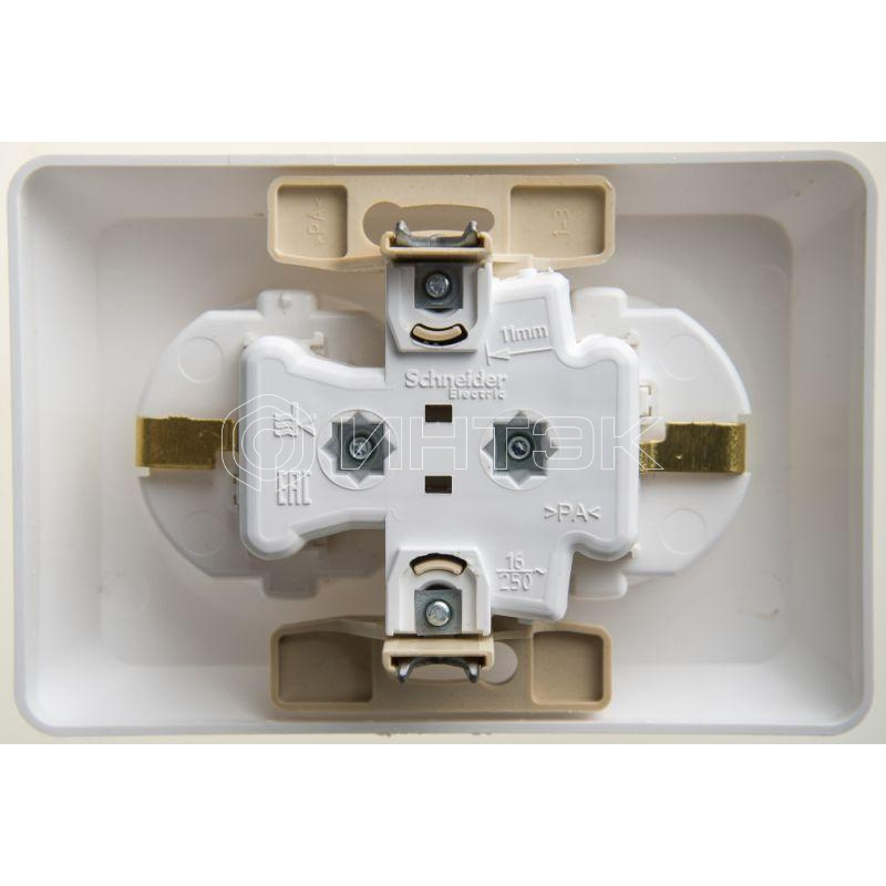 Розетка 2-м СП Этюд 16А IP20 250В с заземл. защ. шторки бел. Systeme Electric PC16-108B изображение, фото