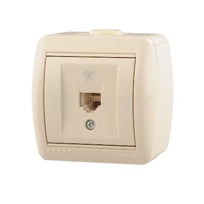 Розетка телефонная 1-м ОП Nata RJ11 16А IP20 евро стандарт крем. LEZARD 710-0300-137 изображение, фото