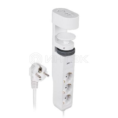 Удлинитель 3х1.5м на струбцине с заземл. с выкл. 3 USB выхода (2А+1С) IP20 ПВС 3х1 ETD-03U-150-wh (3х1.5) бел. JAZZway 5059535 изображение, фото