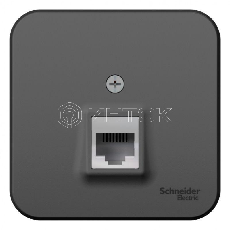 Розетка компьютерная 1-м ОП Blanca RJ45 кат.5E с изолир. пластиной антрацит Systeme Electric BLNIA045006 изображение, фото
