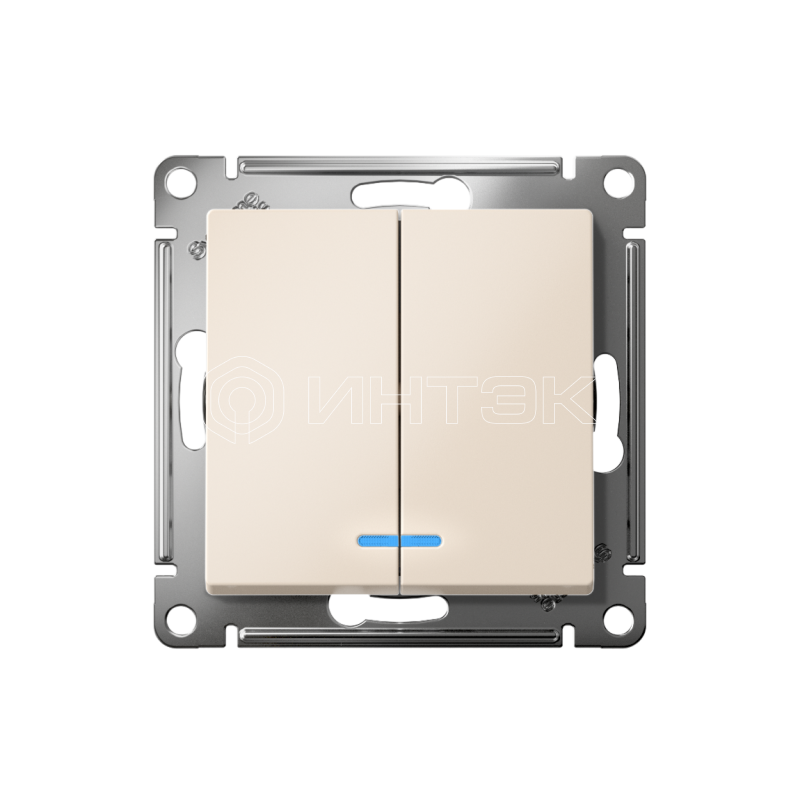 Выключатель 2-кл. СП AtlasDesign 10А IP20 (сх. 5а) 10AX с подсветкой механизм беж.  Systeme Electric ATN000253 изображение, фото