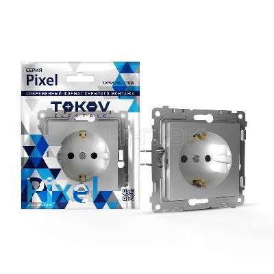Розетка 1-м СП Pixel 16А IP20 с заземл. механизм алюм. TOKOV ELECTRIC TKE-PX-R1Z-C03 изображение, фото