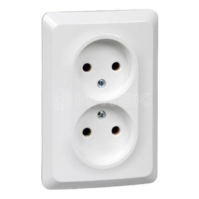 Розетка 2-м СП Этюд 16А IP20 250В без заземл. без защ. шторок бел. Systeme Electric PC16-105B изображение, фото