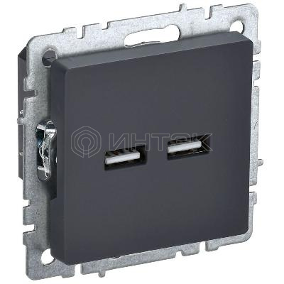 Розетка BRITE USB A+A 3.1А РЮ10-1-БрГ механизм графит IEK BR-U21-D31-K53 изображение, фото
