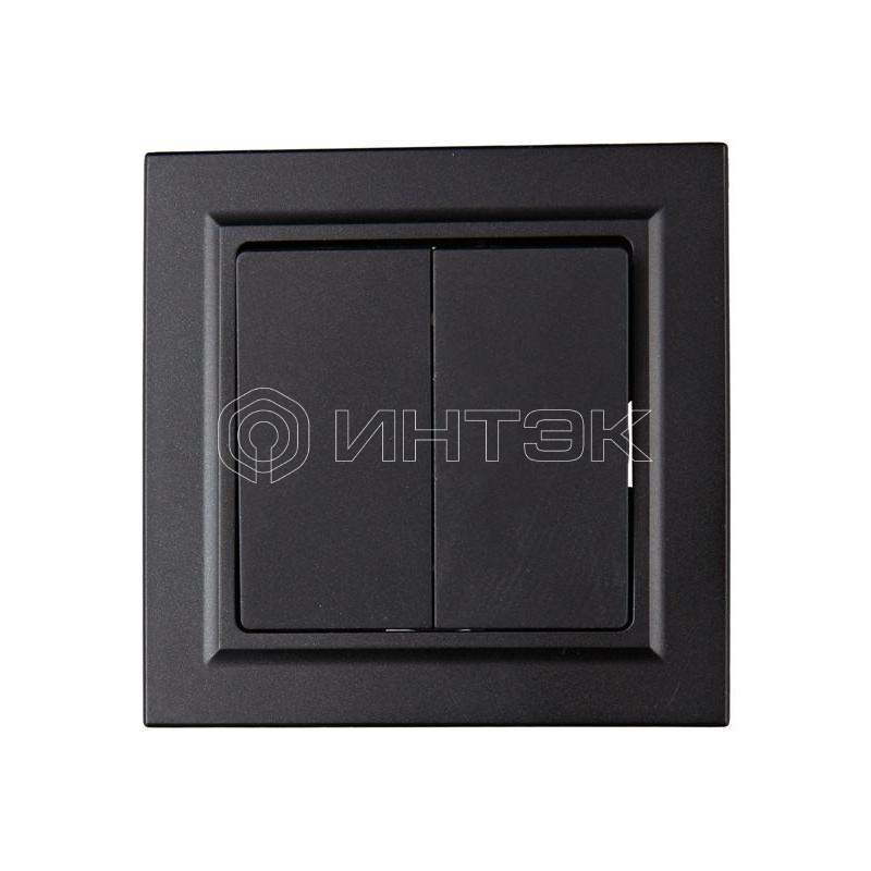 Выключатель 2-кл. СП BRITE ВСР10-2-0-БрЧ 10А в сборе черн. IEK BR-V20-0-10-K02-F изображение, фото