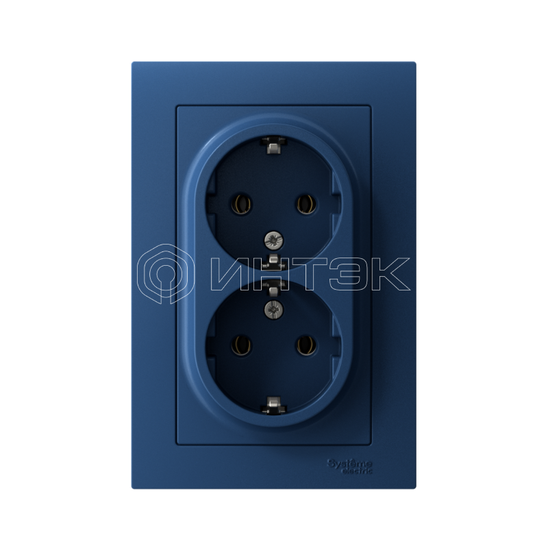 Розетка 2-м. AtlasDesign 16А с заземл. в сборе аквамарин Systeme Electric ATN001124 изображение, фото