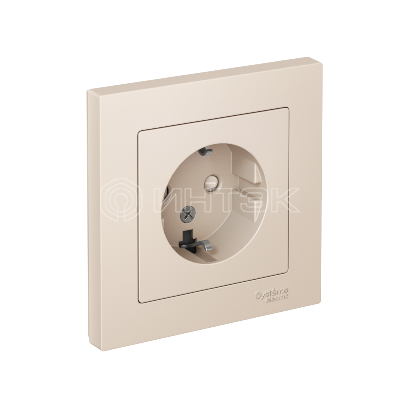 Розетка 1-м СП AtlasDesign 16А IP20 с заземл. защ. шторки в сборе беж.  Systeme Electric ATN000244 изображение, фото