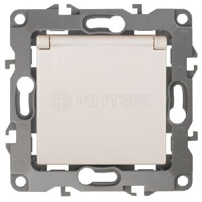 Розетка 1-м СП Эра12 12-2103-02 16А IP20 16AX 250В 2P+E Schuko защ. шторки с крышкой механизм сл. кость Эра Б0014694 изображение, фото