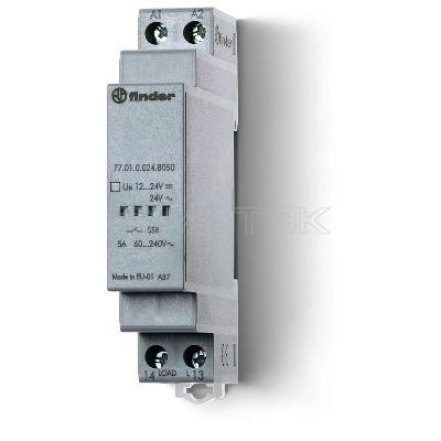 Реле модульное твердотельное выход 5А (60…240В AC) 110...240В AC функция "Включ. при пересечении нуля" 17.5мм IP20 FINDER 770182308050 изображение, фото