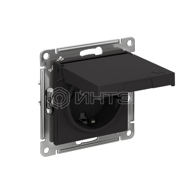 Розетка AtlasDesign 16А IP20 с заземл. защ. шторки с крышкой быстрозажим. клем. механизм карбон Systeme Electric ATN001046S изображение, фото