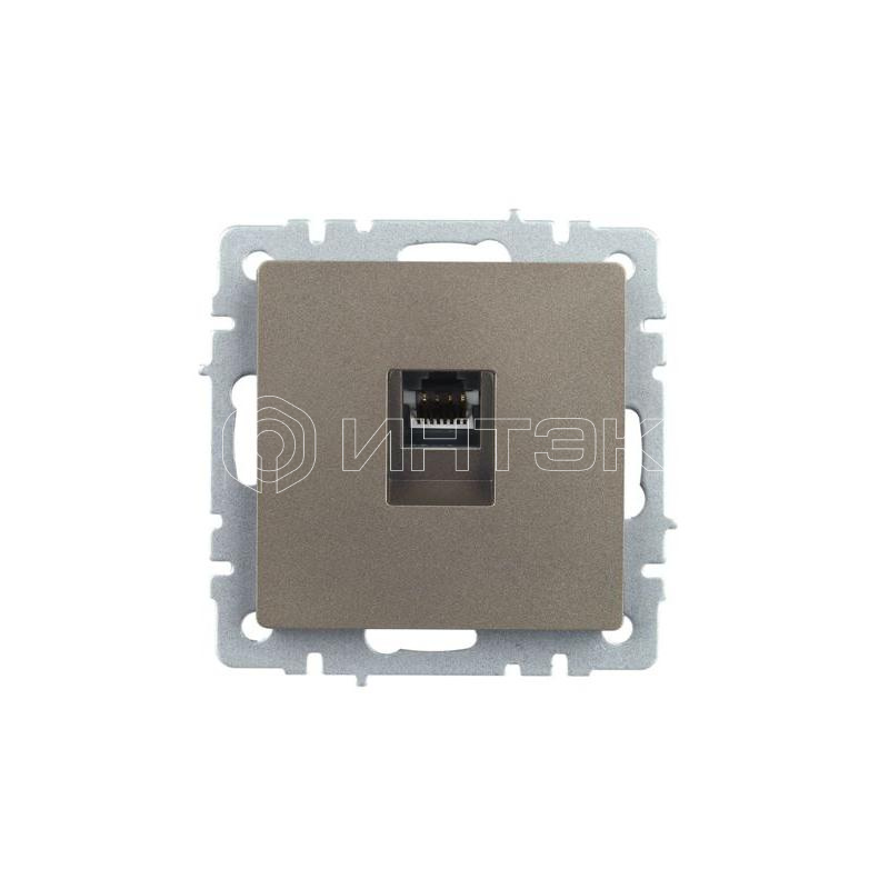 Розетка компьютерная СП RJ45 кат.5E BRITE РК10-БрШ механизм шампань IEK BR-K10-1-K37 изображение, фото