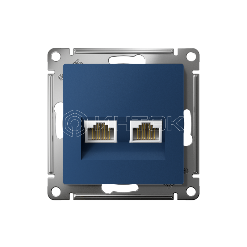 Розетка компьютерная 2-м AtlasDesign RJ45+RJ45 кат.5E механизм аквамарин Systeme Electric ATN001185 изображение, фото