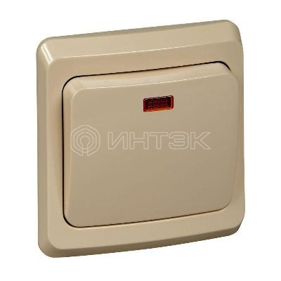 Выключатель 1-кл. СП Этюд 10А IP20 с подсветкой крем. Systeme Electric BC10-005K изображение, фото