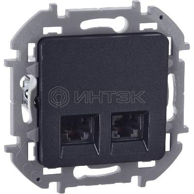 Розетка компьютерная 2-м Inspiria RJ45 кат.6 UTP механизм антрацит IEK 673843 изображение, фото