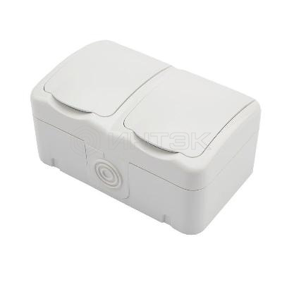 Блок ОП 2 розетки горизонт. Mini OG с заземл. керамика IP54 бел. Kranz KR-78-0607 изображение, фото