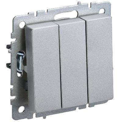Выключатель 3-кл. СП BRITE ВС10-3-0-БрА 10А механизм алюм. IEK BR-V30-0-10-K47 изображение, фото