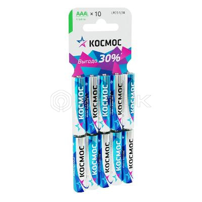 Элемент питания алкалиновый AAA/LR03 10хBL (блист.10шт) КОСМОС KOCLR0310BL изображение, фото