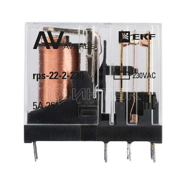 Реле промежуточное РП slim 22/2 5А 230В AC AVERES EKF rps-22-2-230 изображение, фото