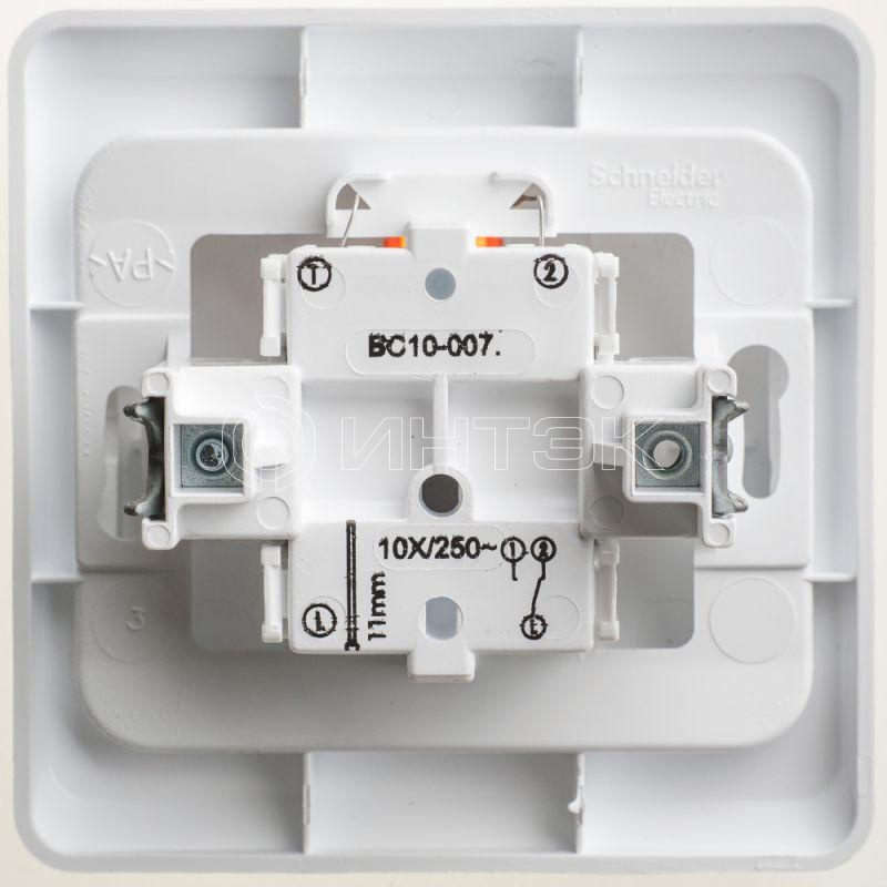 Переключатель проходной 1-кл. СП Этюд 10А IP20 с подсветкой бел. Systeme Electric BC10-007B изображение, фото